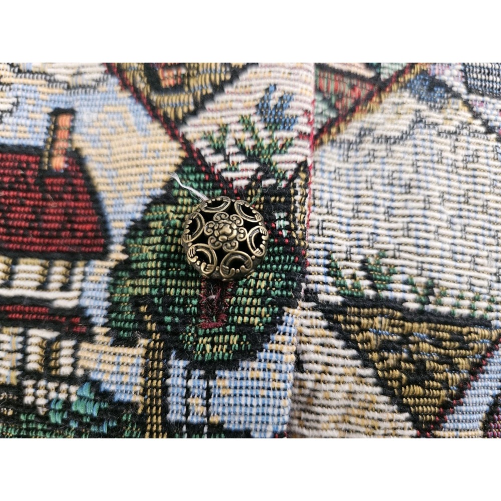 Vintage Bobbie Brooks Tapestry Vest Fall Farm Cottage Mom Retro 1990s Large - Picture 2 of 10